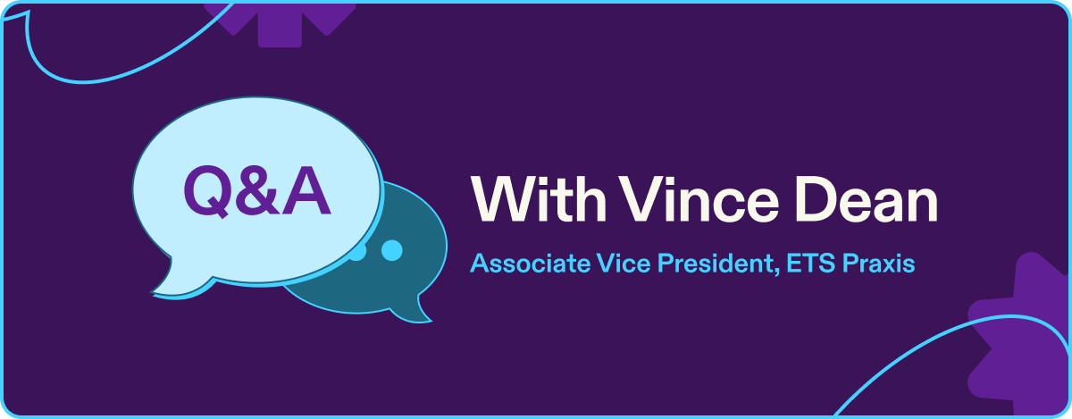 Text that reads Q&A with VInce Dean with circle graphics